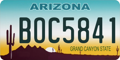 AZ license plate BOC5841
