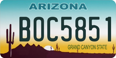 AZ license plate BOC5851