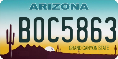 AZ license plate BOC5863