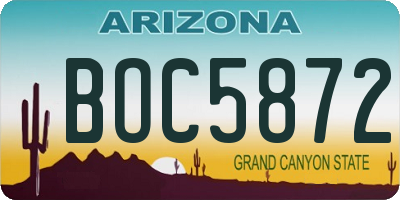 AZ license plate BOC5872
