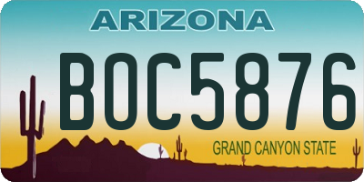 AZ license plate BOC5876