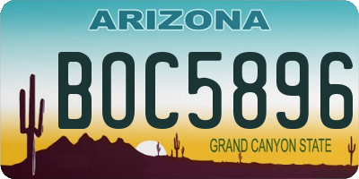 AZ license plate BOC5896