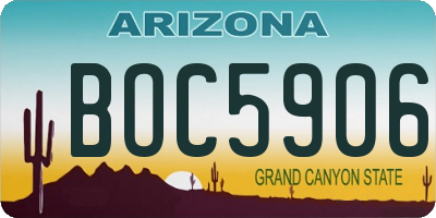 AZ license plate BOC5906