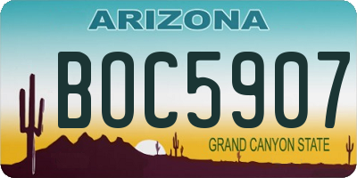 AZ license plate BOC5907