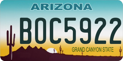 AZ license plate BOC5922