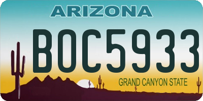 AZ license plate BOC5933