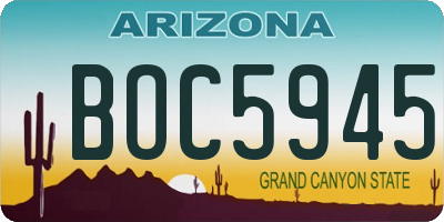 AZ license plate BOC5945