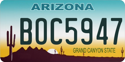 AZ license plate BOC5947