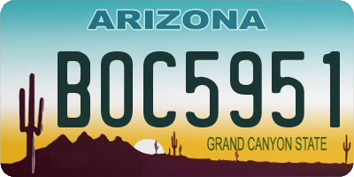 AZ license plate BOC5951