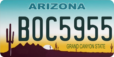 AZ license plate BOC5955