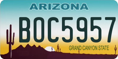 AZ license plate BOC5957