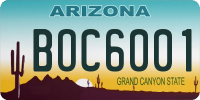 AZ license plate BOC6001