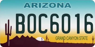 AZ license plate BOC6016