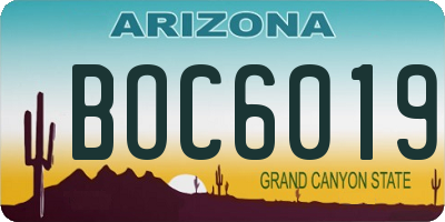 AZ license plate BOC6019
