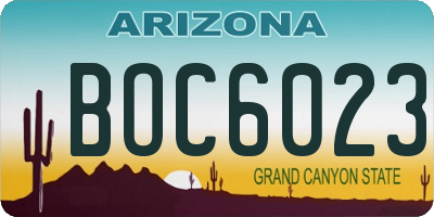AZ license plate BOC6023