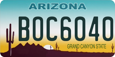 AZ license plate BOC6040