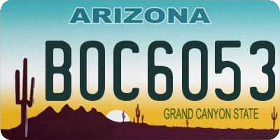 AZ license plate BOC6053