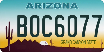 AZ license plate BOC6077