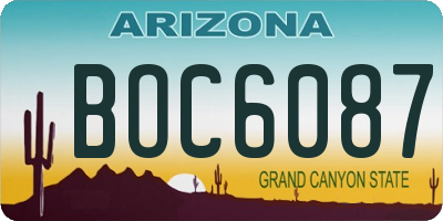 AZ license plate BOC6087