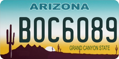 AZ license plate BOC6089