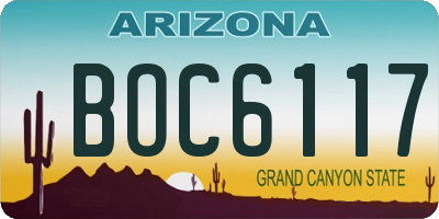 AZ license plate BOC6117