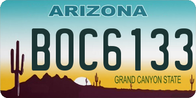 AZ license plate BOC6133
