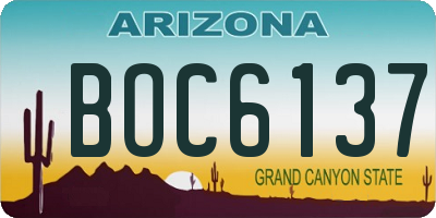 AZ license plate BOC6137