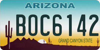 AZ license plate BOC6142