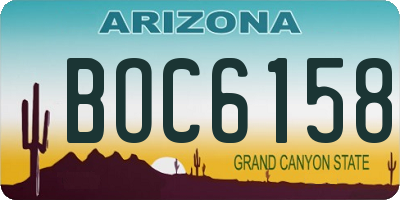 AZ license plate BOC6158