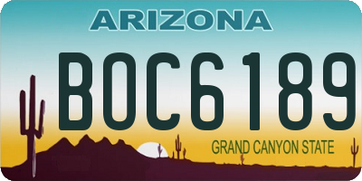 AZ license plate BOC6189