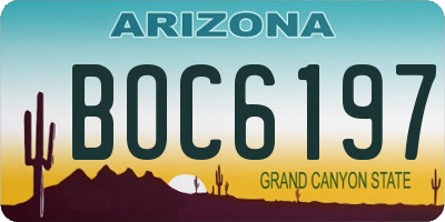 AZ license plate BOC6197