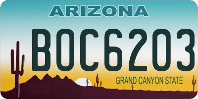 AZ license plate BOC6203
