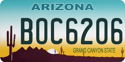 AZ license plate BOC6206