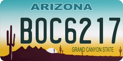 AZ license plate BOC6217