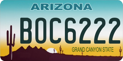 AZ license plate BOC6222