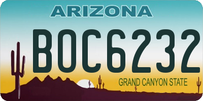AZ license plate BOC6232