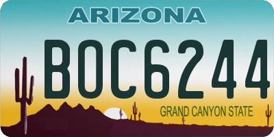 AZ license plate BOC6244