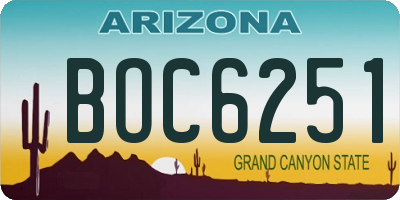 AZ license plate BOC6251
