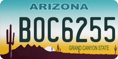 AZ license plate BOC6255