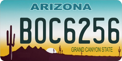AZ license plate BOC6256