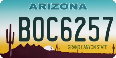 AZ license plate BOC6257