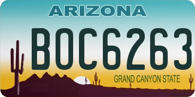 AZ license plate BOC6263
