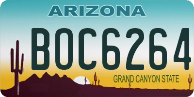 AZ license plate BOC6264