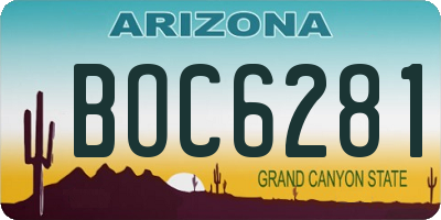 AZ license plate BOC6281