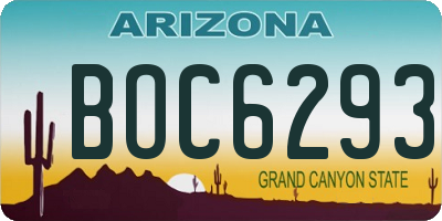 AZ license plate BOC6293