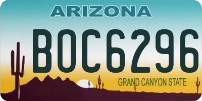 AZ license plate BOC6296