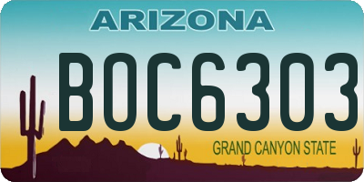 AZ license plate BOC6303