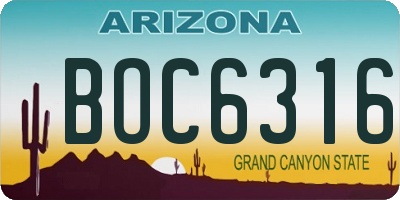 AZ license plate BOC6316