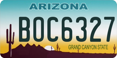 AZ license plate BOC6327