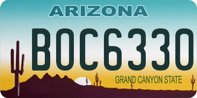 AZ license plate BOC6330